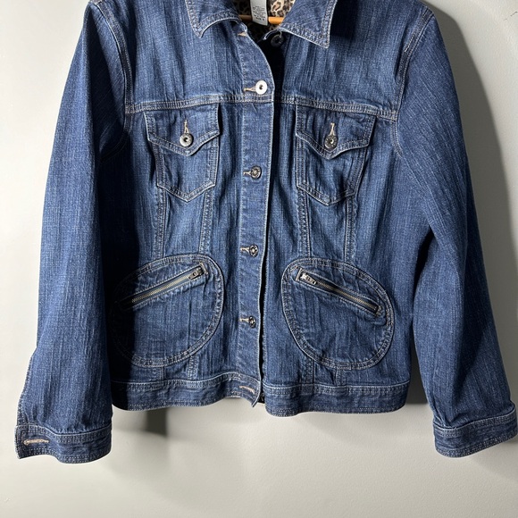 Chico's Platinum Stylish Stretch Denim Blue Jean Jacket Sz3 - Picture 3 of 8